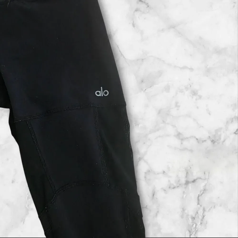 Alo Black Panel Mesh Leggings Size Small